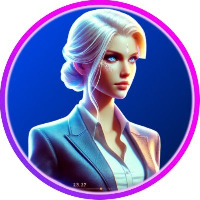 Zireael, the ZIREAEL token mascot: a platinum-haired woman in a grey blazer